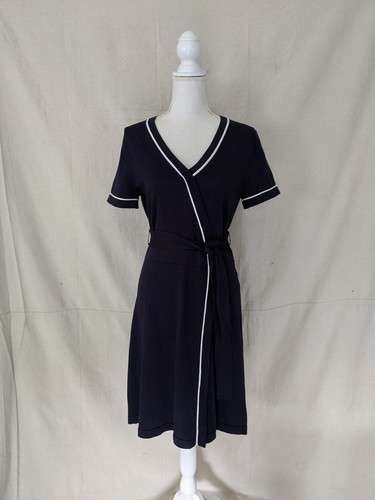 Faux Wrap Navy Knit Dress Size 