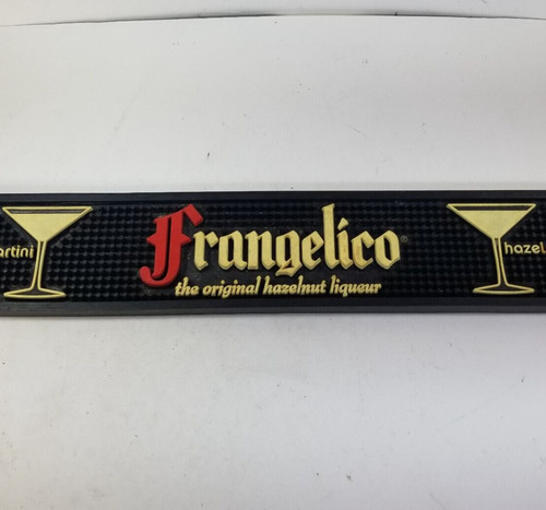 Frangelico Rubber Bar Rail Mat 20" Black Man Cave Restaurant Martini Hazelnut