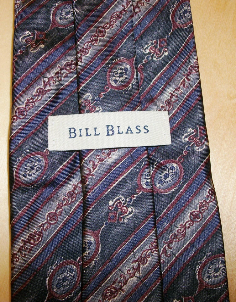 Bill Black Purple & Black Stripes Men's Silk Neck Tie 57" Long x 3.9" W (D761) - Image 4 of 4