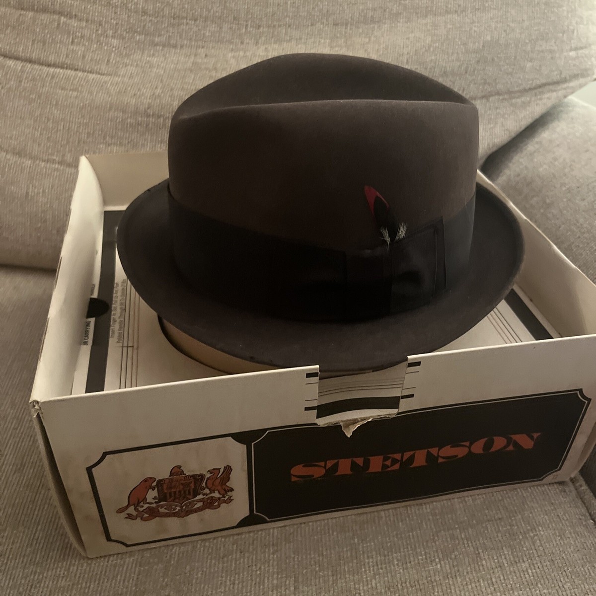 STETSON The Sovereign Mens Brown Felt Fedora 7-1/8 Golden
