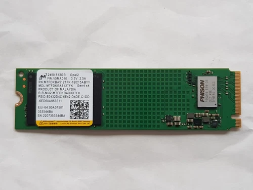 Micron M.2 Nvme SSD 512GB - Micron_2450_MTFDKBA512TFK Just 125 Hours use