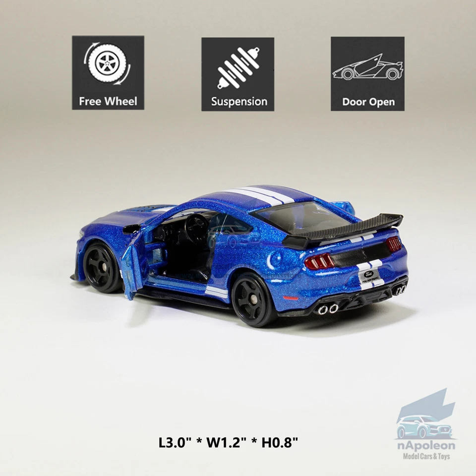 1:64 Mustang Shelby GT500 Modello Auto Diecast Collezione Veicolo Regalo Blu - Immagine 2 di 4
