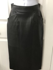 VTG 1980s 90s DANA BROOKE BLACK LAMB LEATHER SKIRT SIZE 4 Poly Twill LINING