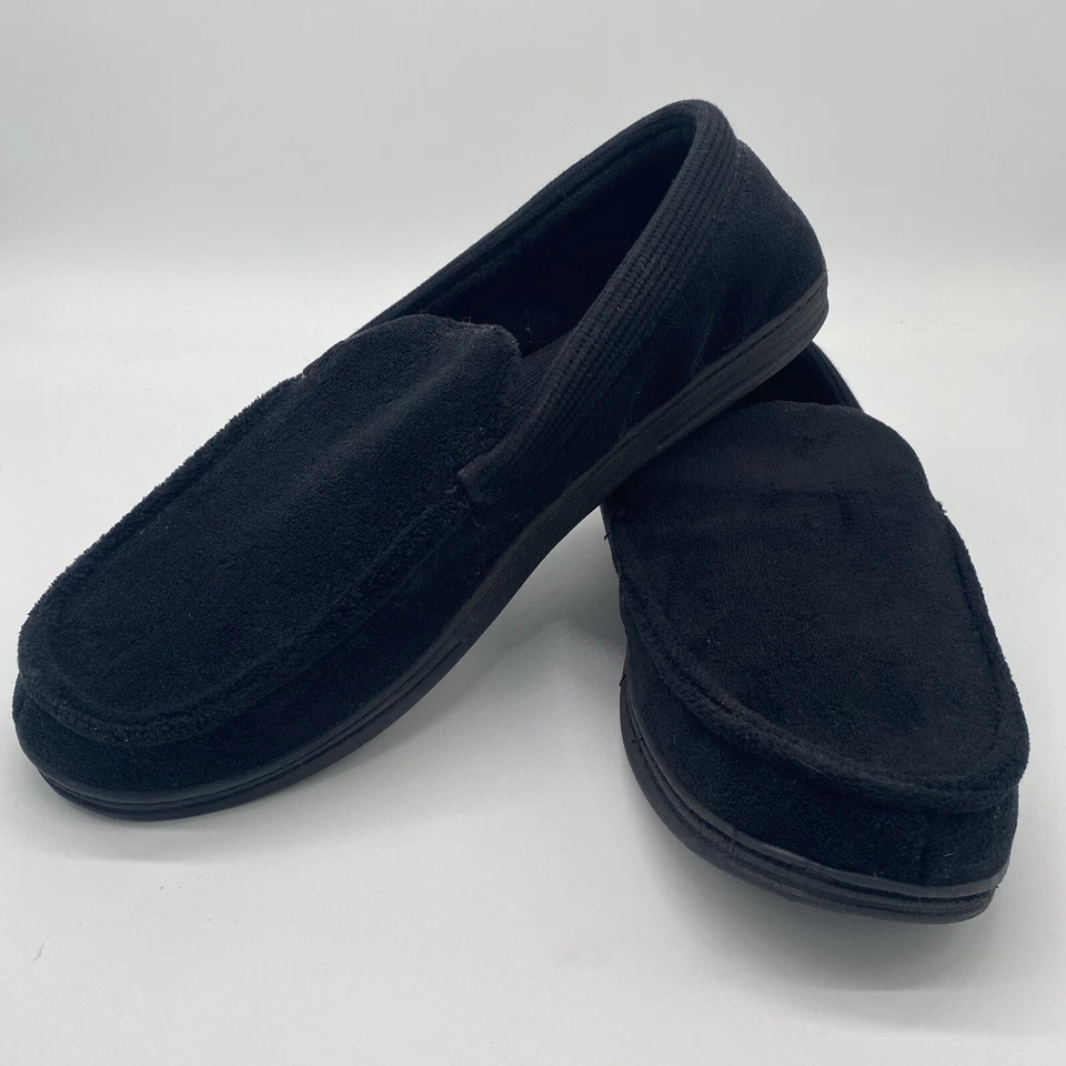 全新 Isotoner 男式黑色 XXL 尺码 13-14 记忆泡沫莫卡辛拖鞋 Dan Marino — 第 2/4 张图片