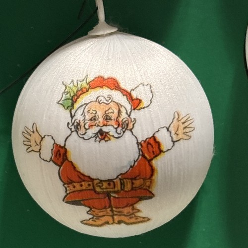 Vintage Christmas Tree Santa Ornaments Box Of 4 2.25” Unbreakable Kind Bradford - Picture 10 of 10