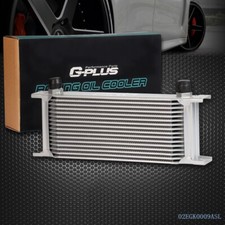 Universal 16-row Powder-coated Aluminum Enginetransmis Sion Oil Cooler Silver
