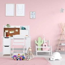 Kids Desk and Chair Set Study Table with Storage Shelf Bulletin Board 3-8Years