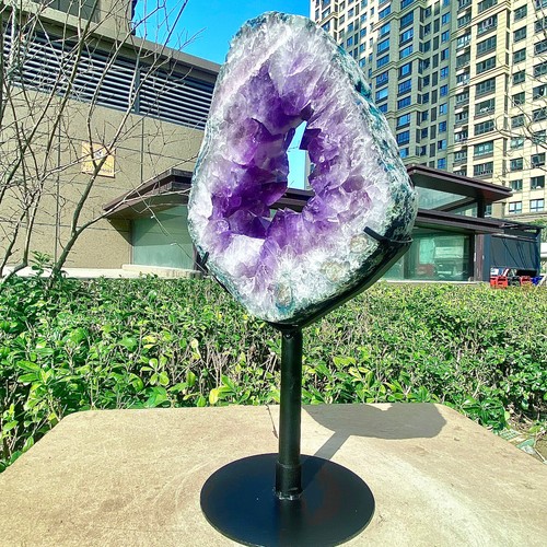 9.88LB Natural Amethyst Cave Crystal Slice Crescent shaped Hand Cut Repai - 第 4/16 張圖片
