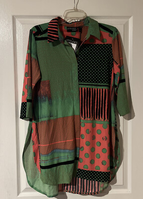 Attitudes by Renee Petite 3/4-Sleeve Como Jersey Printed Duster