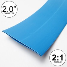 2" ID Blue Heat Shrink Tube 2:1 ratio 2 feet polyolefin 2.0" inch/ft/to 50mm