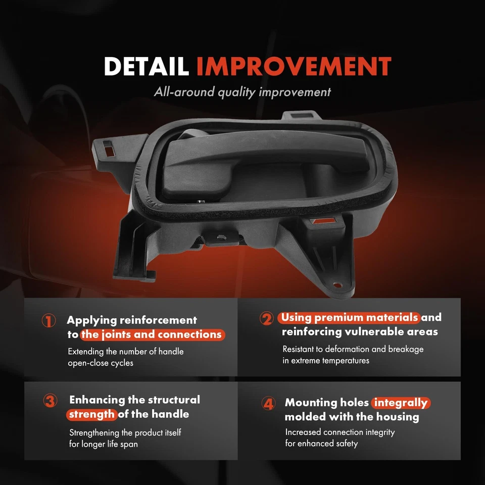 Manija de puerta interior delantera derecha negra con textura para International Harvester ProStar Foto 3 de 4