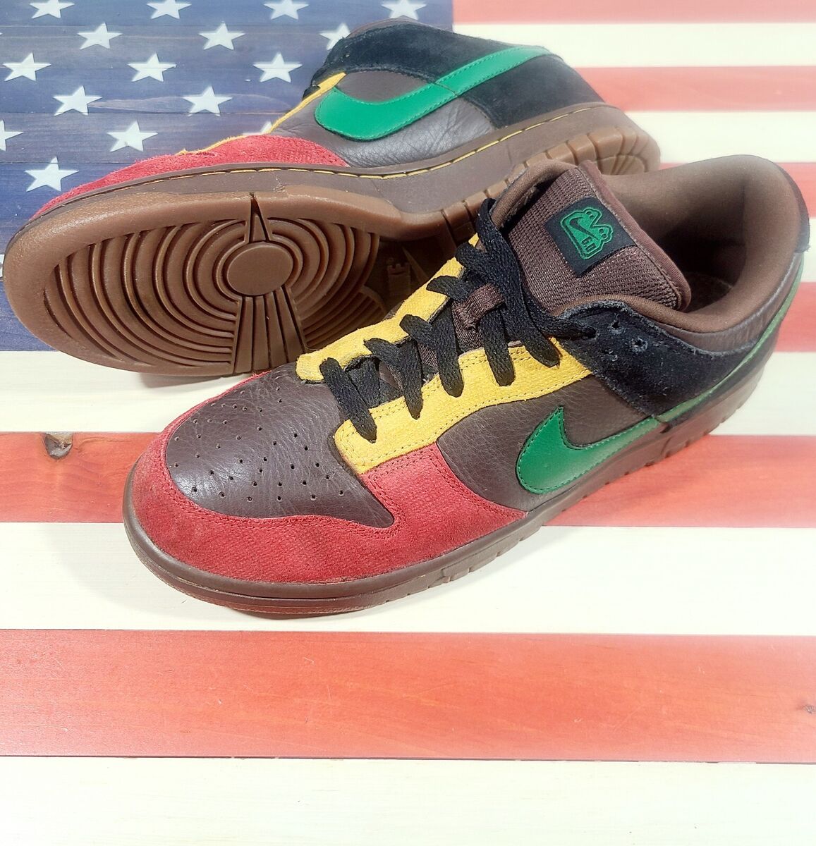 Nike Dunk Low 6.0 Rasta SB Black Green Yellow Red VTG 2008 Nike Dunk Low 6.0 Rasta SB Black Green Yellow Red VTG 2008