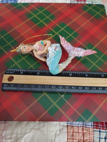Embellished Mermaid Christmas Coastal Nautical Tree Ornament ~ New - Picture 4 of 5