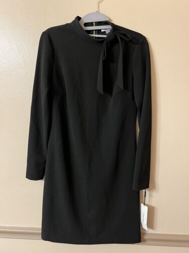 Calvin Klein Women's Long Sleeve Dress with Tie Neck Detail Size 4 ...