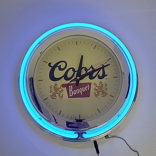 14 In. Coors Banquet Neon Wall Clock, Cave Den Game Room Garage Shop