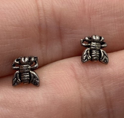 VINTAGE STERLING SILVER BEE BUMBLE BEE STUD EARRINGS