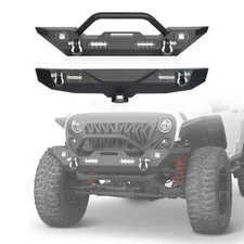 Steel Front Bumper+ Rear Bumper Combo Fit 2007-2018 Jeep Wrangler JK & Unlimited