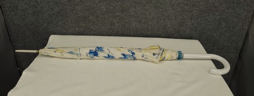Vintage Nina Ricci Umbrella L'Air Du Temps Wood Handle Birds In Flight White - Picture 18 of 21