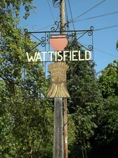 Photo 6x4 Wattisfield Village sign Off The Street(Close up) c2016
