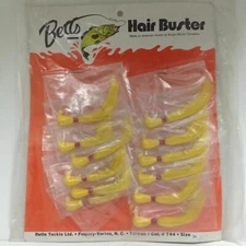 Betts Hair Buster Bass Jig Fishing Lures 12 Pc Dealer Card Yellow 3/8oz