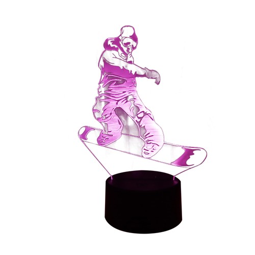 7 Color Changing 3D Snowboarding Night Light LED Desk Lamp Touch Room Decor Gift - Picture 4 of 11