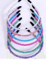 6 Sparkle Glitter HARD HEADBANDS  Acryllic Lot Aqua Purple Rose AB multicolor
