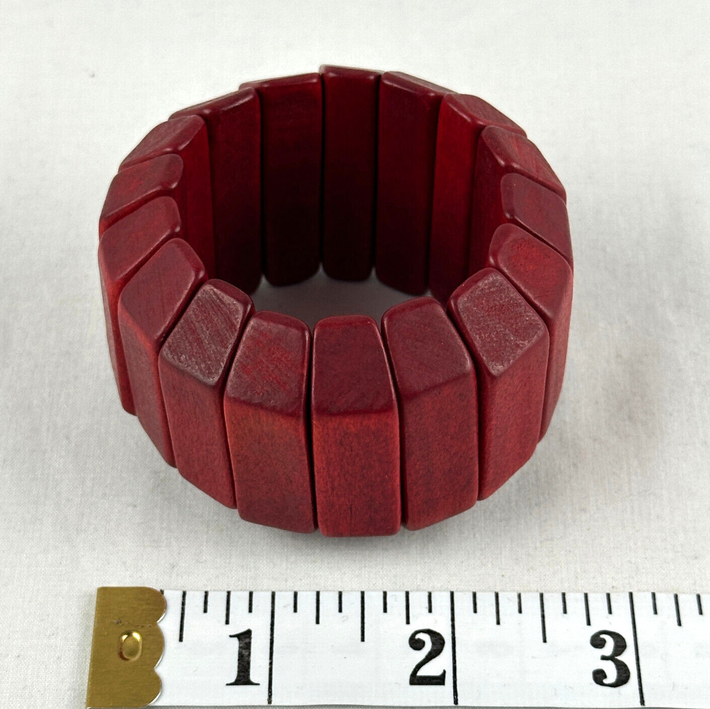 Bracelet 2 Inch Wide Rectangular Deep Red Shaped … - image 5