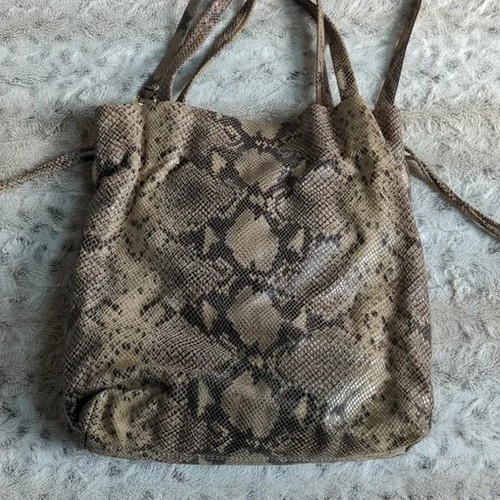 Michael Michael Kors Python Embossed Leather Drawstring Tote - Picture 4 of 7