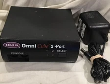 Belkin F1D092 Omni Cube 2-Port KVM Switch Box Console w/AC Adapter *TESTED