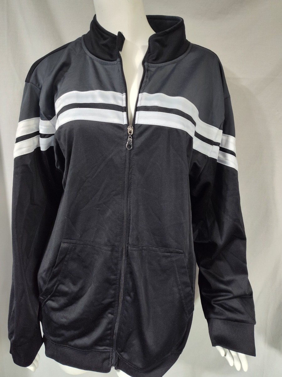 Men's XL track full zip jacket Street Line USA black white stripe