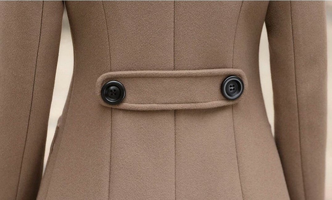 Chouyatou Women Elegant Notched Collar Double Breasted Wool Blend Over Coat Women Chouyatou - Chouyatou Women Elegant Notched Collar Double