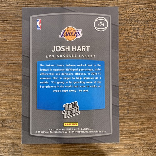 2017-18 Panini Donruss Optic Josh Hart Rated Rookie #171 RC NBA Lakers - Picture 2 of 2