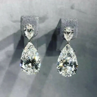 8.50 Ct Pear Cut Moissanite Women's Drop Dangle Earrings 925 Sterling Silver