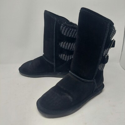 Bearpaw Boshie Boots Bearpaw Boshie Black Suede Knit Shearling - Main Image