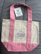Trader Joe’s Mini Pastel Spring Canvas Tote Bag PINK New with Tags 2025 Limited