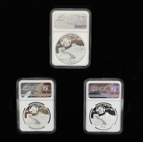 Set of 3: 2018 China Silver & Jade Panda Moon Festival Medals NGC MS70 & PF70 UC - Picture 3 of 5