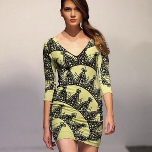 Irina Shabayeva Project Runway handmade couture graphic print bodycon mini dress - Picture 1 of 3