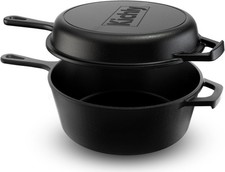 Combo Cooker Cast Iron Dutch Oven with Lid 2 in1 Pre-seasoned Cookware Skillet