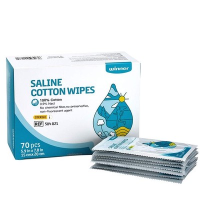 Sterile Saline Wipes, 6'' x 8'' Large Personal Care Wipes, Gentle Saline Pads f...