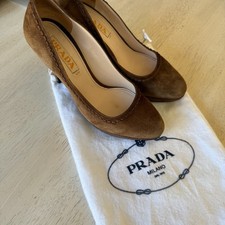 PRADA Suede Brown Platform Shoes Pumps High Heels Size 36 EU/ 6 US