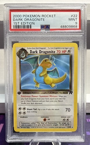 Dark Dragonite (1st Edition) graded PSA 9 for sale on eBay
