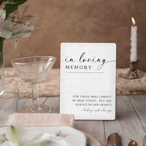 как выглядит Wedding Memorial Sign In Loving Memory Wooden Stand Sign, 5"X7" White 04 фото