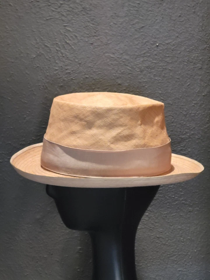 Fedora de paja A. Cambini Firenze Borsalino años 50/60 22" circunferencia Foto 4 de 4