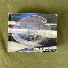 Vintage Arcoroc 'Poisson' Fish-Shaped Clear Glass Plates, Set of 6 16cm