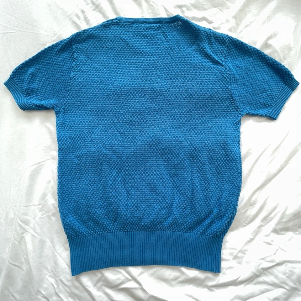 United Colors of Benetton Cotton Knit Short Sleeve Womens Sweater Top Blue Sz S - Image 2 of 4