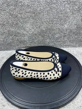 Vivaia Flats Womens Size 37.5 Eu 7 Us Tiana Ballet Chocolate Navy Almond-Toe Bow