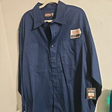 Jesse James Workwear Shirt 2XL Blue Long Sleeve 100% Cotton 