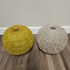 MCM Orange White Spun Spaghetti Lucite Hanging Swag Lamp 1960's  Globe/Shade 