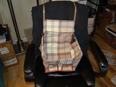 Brown plaid vintage style child seat chair baby seat antique Car seat chair tan