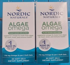 2 PK Nordic Naturals Algae Omega Softgels Dietary Supplement 60ct EXP 10/2027